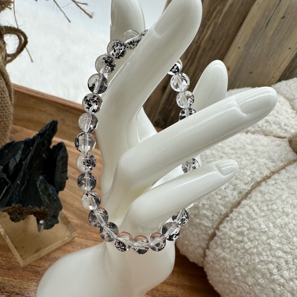 Extremely Rare 6MM Vivianite “Necro Crystal”Natural Bracelet